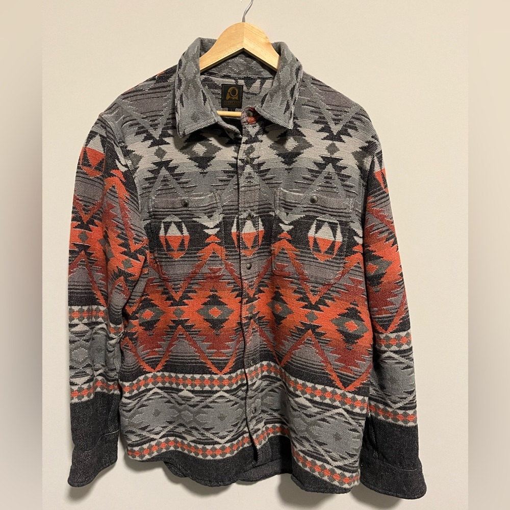 Overland Sheepskin Cotton Jacquard button down. Size large